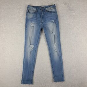 KanCan Jeans Womens‎ 9 / 28 Skinny Distress Fray Light Wash Blue